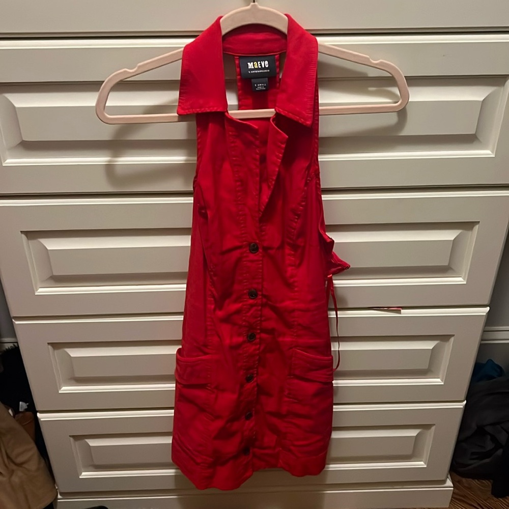The Amelia Collared Mini Dress by Maeve Anthropologie in Red